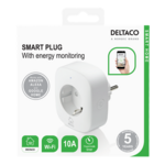 DELTACO SMART HOME Utiènica za struju, WiFi 2.4GHz, kontrola potronje, 1xCEE 7/3, 10A, timer,BIJELA