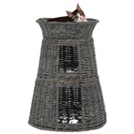 vidaXL 3-dijelni set košara za mačke s jastucima sivi 47x34x60 cm vrba