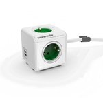 Produžna letva Allocacoc Powercube 1402GN/DEE, 220V, 4 utičnice, 2xUSB, zelena