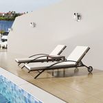 vidaXL Ležaljka za Sunčanje Set 3 Kom Poli Ratan Smeđi