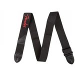 Fender 2" Black Poly Strap Red Logo