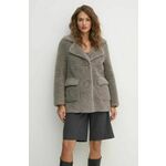 Kaput s primjesom vune Sisley boja: siva, za prijelazno razdoblje, oversize, 24C7LN053