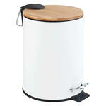 Bijeli koš za smeće s pedalom Wenko Tortona Bamboo,3 l