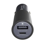 Prio auto punjač za brzo punjenje 100 W PD (USB C) + 22,5 W (USB A) crni