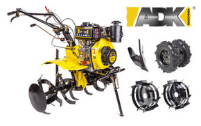ADK diesel motorna kopačica DT900 - 6 KS + gumeni kotači + metalni kotači + plug