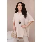 Włoski Oversized blouse with pendant beige kremasta