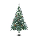 vidaXL Božićno drvce LED s mrazom, kuglicama i šiškama 150 cm