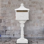 vidaXL Poštanski sandučić s postoljem u vintage stilu nehrđajući bijeli
