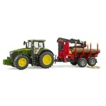 Tractor John Deere 7R 350 with a forest trailer