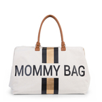 Childhome Torba Mommy bag, Canvas Off White stripes Gold/Black
