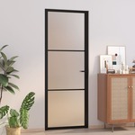 vidaXL Unutarnja vrata 76 x 201,5 cm crna od mat stakla i aluminija