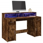 vidaXL Radni stol s LED svjetlima boja hrasta 140x55x91 cm drveni