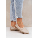 Elegant Leather Women's Espadrilles Beige Zazoo 10177 kremasta