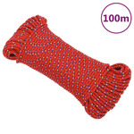 vidaXL Brodski konop crveni 3 mm 100 m od polipropilena