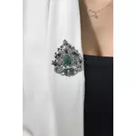 Brooch XZ459-191 silver + green siva