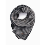 Ombre Men's knitted scarf with two-tone stripes - grey and black siva