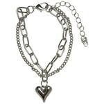 Heart Icon Layering Bracelet - Silver Color smeđa