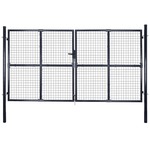 vidaXL Mrežasta vrtna vrata od pocinčanog čelika 289 x 150 cm siva