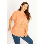 Şans Women's Plus Size Orange Tunic Lace-Up Low Sleeve Tunic narančasta