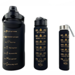 Motivacijska sportska bočica 3 u 1, 2000 ml + 900 ml + 300 ml, svijetlo tirkizna